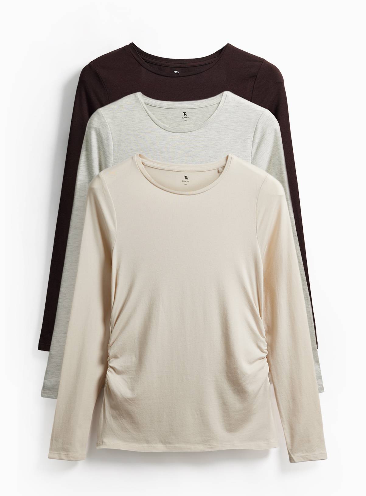 3 Pack Long Sleeve Ruched Side Tops 12 - Image 1